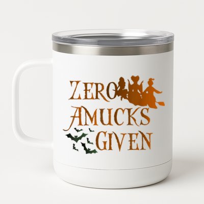 Funny Zero Amucks Given Cute Amuck With Bat Halloween Witch 12 oz Stainless Steel Tumbler Cup