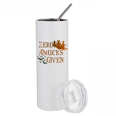 Funny Zero Amucks Given Cute Amuck With Bat Halloween Witch Stainless Steel Tumbler