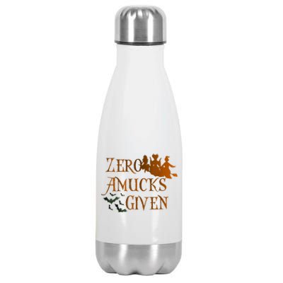 Funny Zero Amucks Given Cute Amuck With Bat Halloween Witch Stainless Steel Insulated Water Bottle