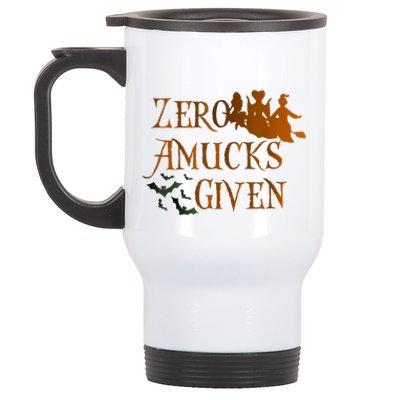 Funny Zero Amucks Given Cute Amuck With Bat Halloween Witch Stainless Steel Travel Mug