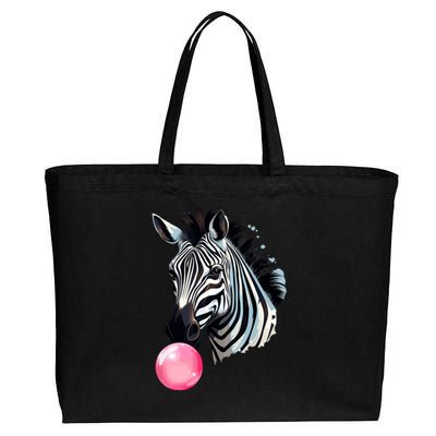 Funny Zebra Bubblegum Cotton Canvas Jumbo Tote