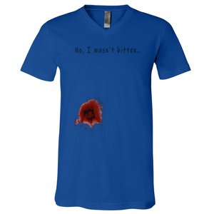 Funny Zombie Bite Halloween Bitten Injury Funny Funny V-Neck T-Shirt