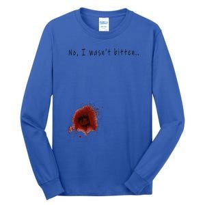 Funny Zombie Bite Halloween Bitten Injury Funny Funny Tall Long Sleeve T-Shirt