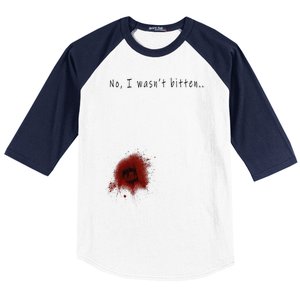 Funny Zombie Bite Halloween Bitten Injury Funny Funny Baseball Sleeve Shirt