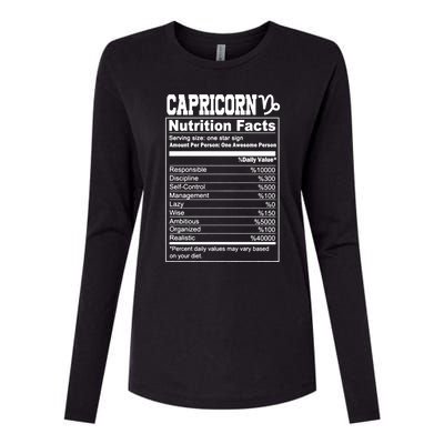 Funny Zodiac Capricorn Nutrition Facts Capricorn Birthday Gift Womens Cotton Relaxed Long Sleeve T-Shirt