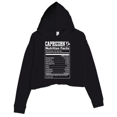 Funny Zodiac Capricorn Nutrition Facts Capricorn Birthday Gift Crop Fleece Hoodie