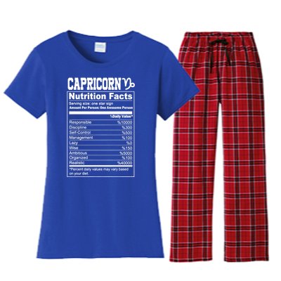 Funny Zodiac Capricorn Nutrition Facts Capricorn Birthday Gift Women's Flannel Pajama Set