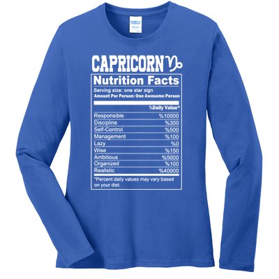 Funny Zodiac Capricorn Nutrition Facts Capricorn Birthday Gift Ladies Long Sleeve Shirt