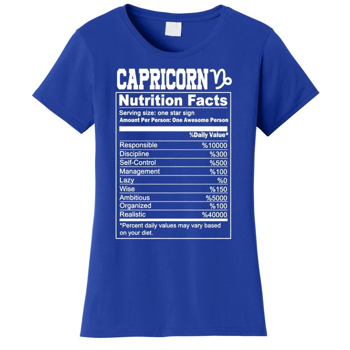 Funny Zodiac Capricorn Nutrition Facts Capricorn Birthday Gift Women's T-Shirt