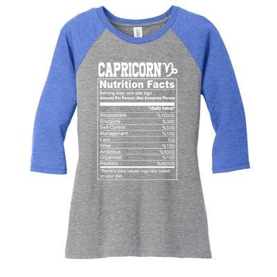 Funny Zodiac Capricorn Nutrition Facts Capricorn Birthday Gift Women's Tri-Blend 3/4-Sleeve Raglan Shirt