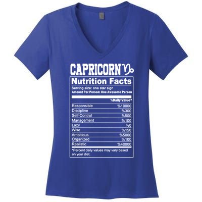 Funny Zodiac Capricorn Nutrition Facts Capricorn Birthday Gift Women's V-Neck T-Shirt