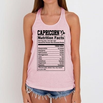 Funny Zodiac Capricorn Nutrition Facts Capricorn Birthday Gift Women's Knotted Racerback Tank