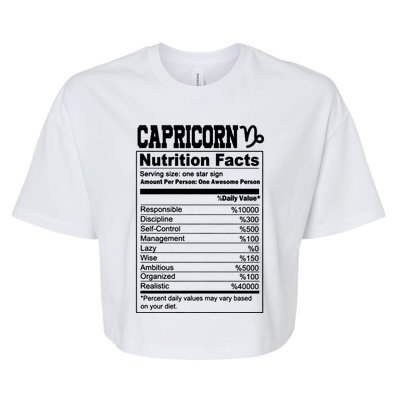 Funny Zodiac Capricorn Nutrition Facts Capricorn Birthday Gift Bella+Canvas Jersey Crop Tee