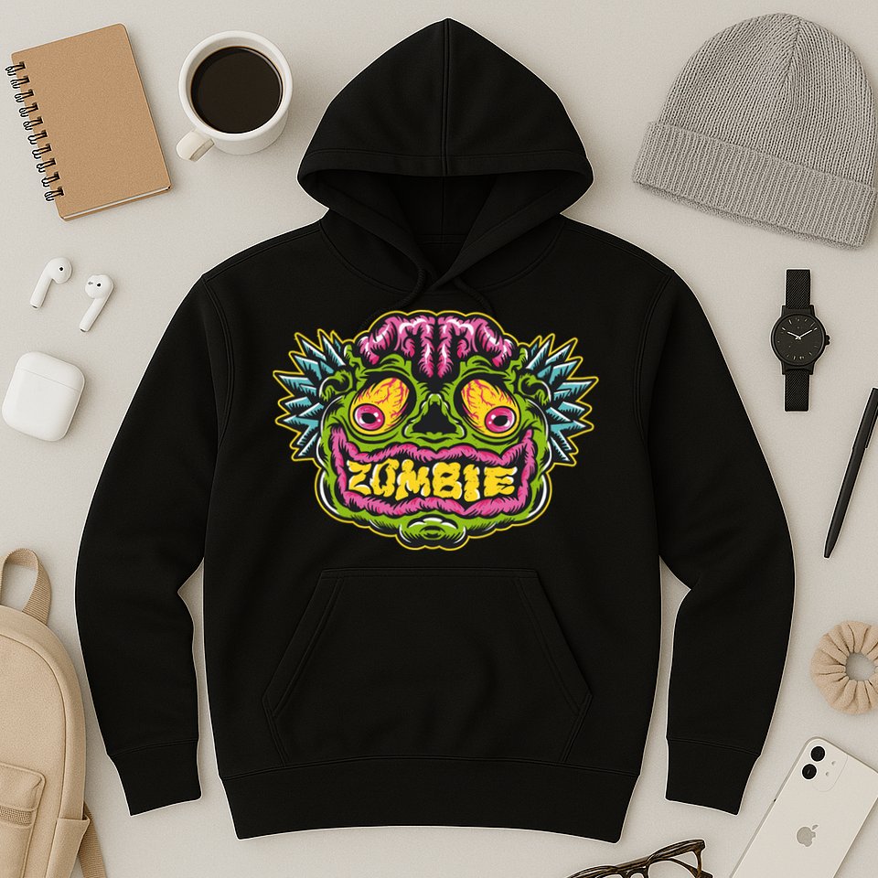 Funny Zombie Face Halloween Hoodie