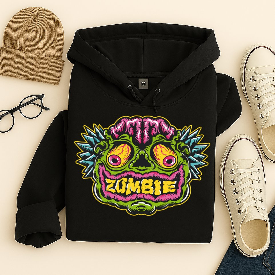 Funny Zombie Face Halloween Hoodie