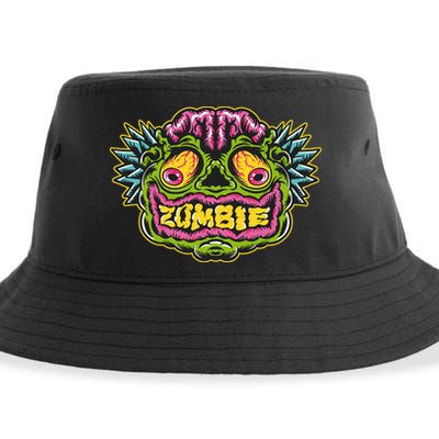 Funny Zombie Face Halloween Sustainable Bucket Hat