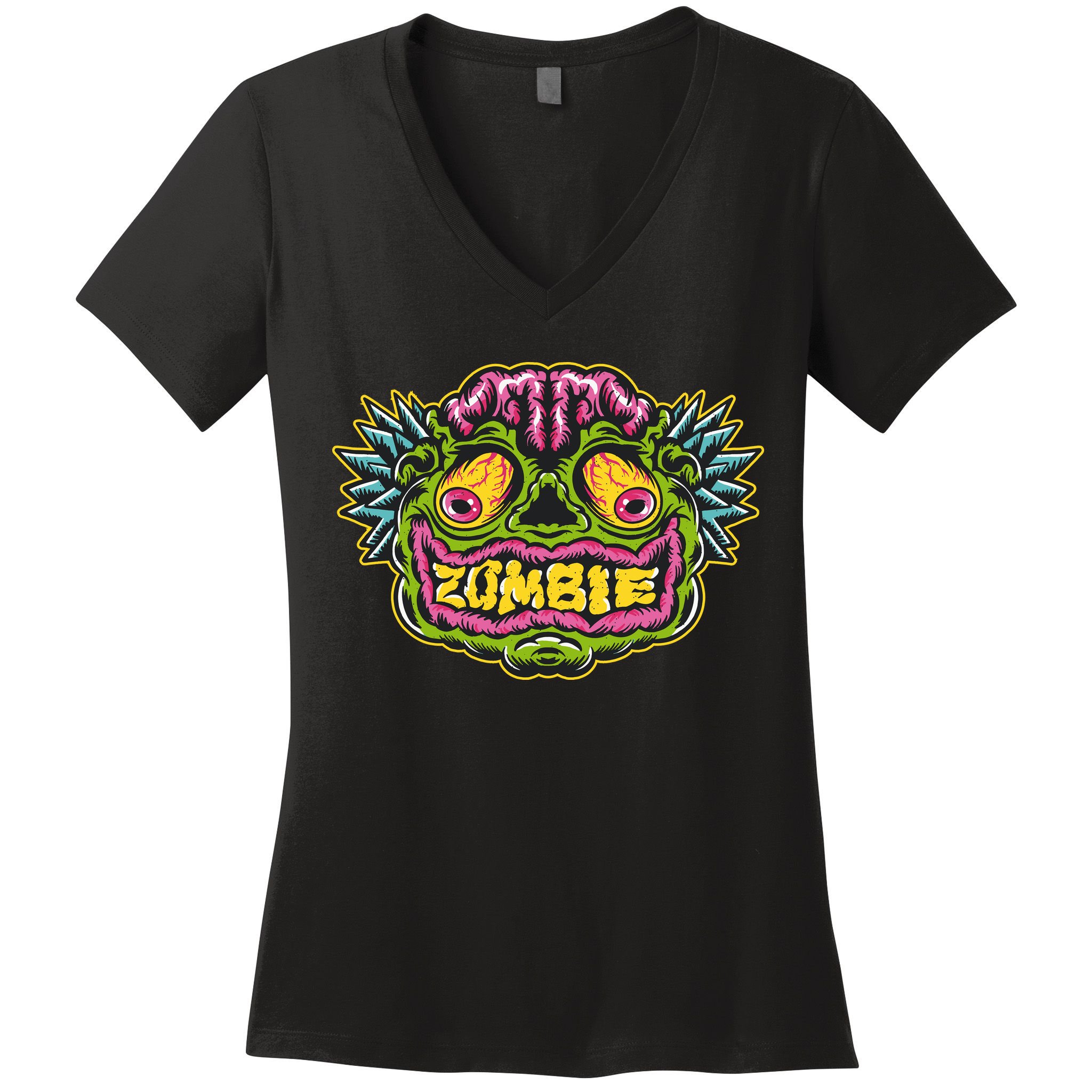 Funny Zombie Face Halloween Women's V-Neck T-Shirt
