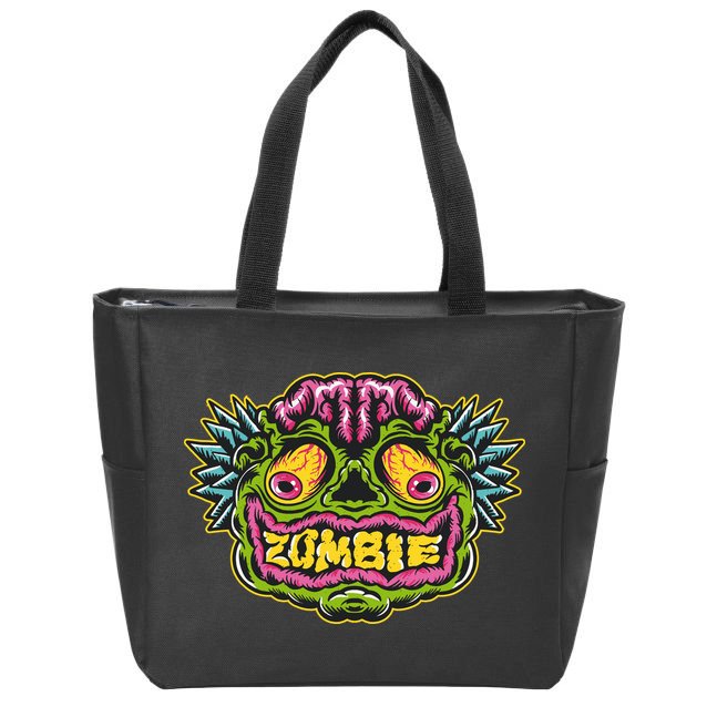Funny Zombie Face Halloween Zip Tote Bag