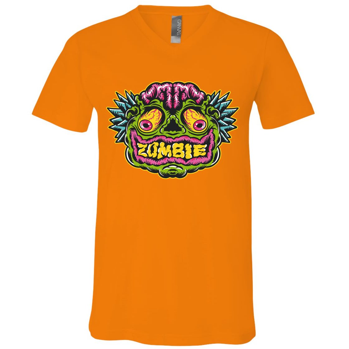 Funny Zombie Face Halloween V-Neck T-Shirt