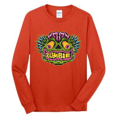 Funny Zombie Face Halloween Tall Long Sleeve T-Shirt
