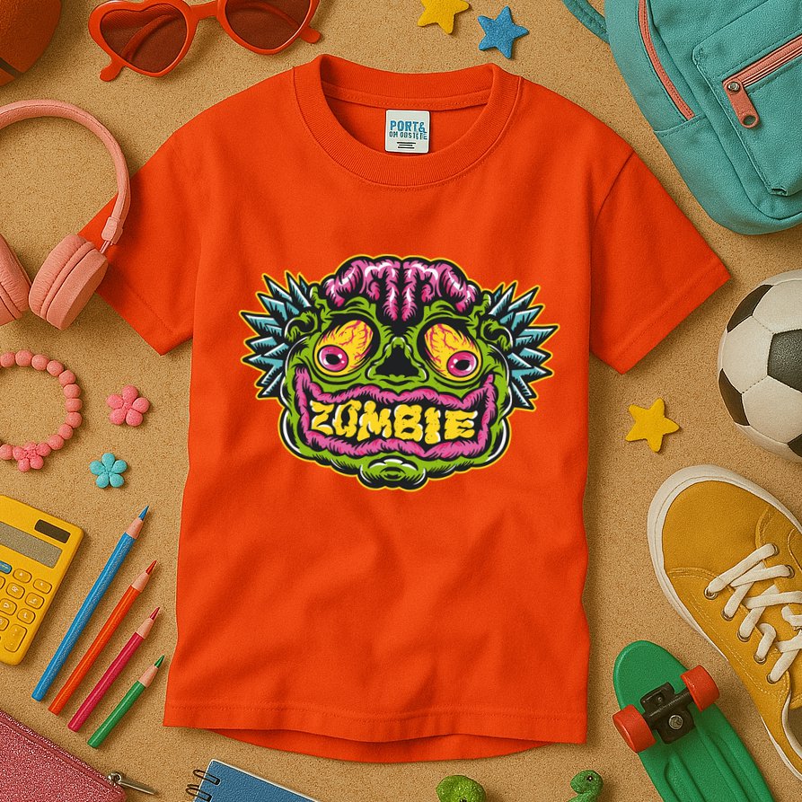 Funny Zombie Face Halloween Kids T-Shirt