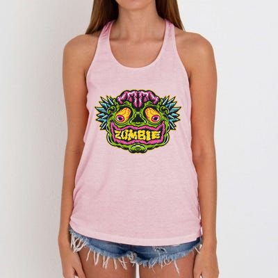 Funny Zombie Face Halloween Women's Knotted Racerback Tank