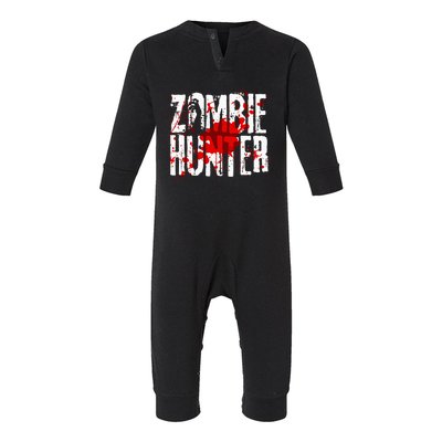 Funny Zombie Hunter Design For Halloween Hunting Infant Fleece One Piece