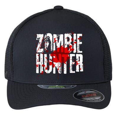 Funny Zombie Hunter Design For Halloween Hunting Flexfit Unipanel Trucker Cap