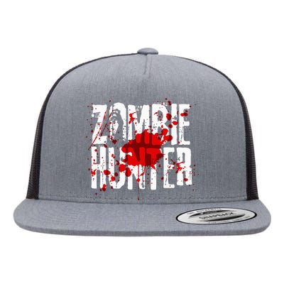 Funny Zombie Hunter Design For Halloween Hunting Flat Bill Trucker Hat