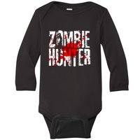 Funny Zombie Hunter Design For Halloween Hunting Baby Long Sleeve Bodysuit