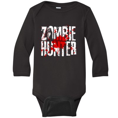 Funny Zombie Hunter Design For Halloween Hunting Baby Long Sleeve Bodysuit