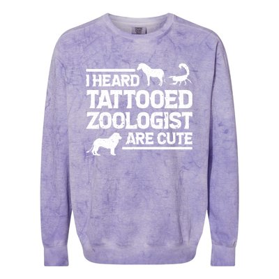 Funny Zoo I Heard Tattooed Zoologist Are Cute Zoology Gift Colorblast Crewneck Sweatshirt