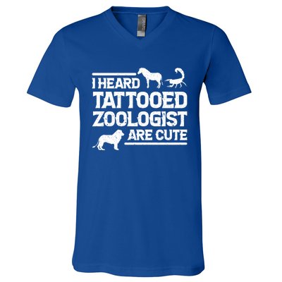 Funny Zoo I Heard Tattooed Zoologist Are Cute Zoology Gift V-Neck T-Shirt