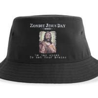Funny Zombie Jesus Day He Has Risen Sarcastic Easter Sustainable Bucket Hat