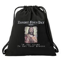 Funny Zombie Jesus Day He Has Risen Sarcastic Easter Drawstring Bag