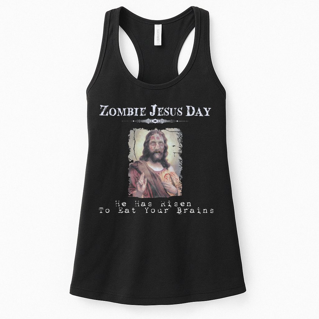 Funny Zombie Jesus Day He Has Risen Sarcastic Easter Womens Tank Top