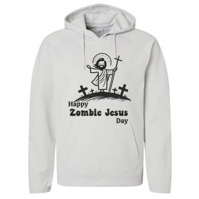 Funny Zombie Jesus Performance Fleece Hoodie