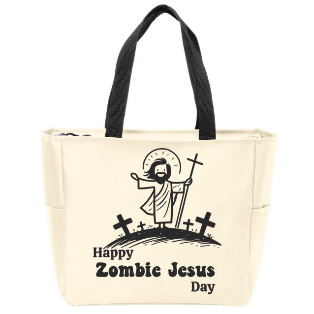 Funny Zombie Jesus Zip Tote Bag
