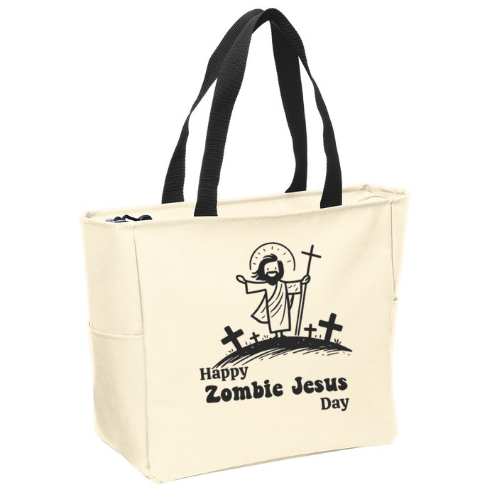 Funny Zombie Jesus Zip Tote Bag