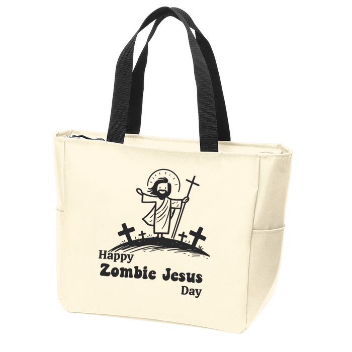 Funny Zombie Jesus Zip Tote Bag