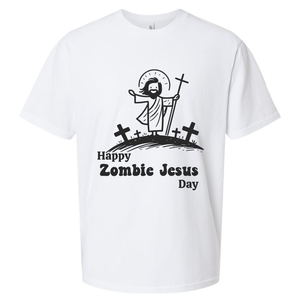 Funny Zombie Jesus Sueded Cloud Jersey T-Shirt