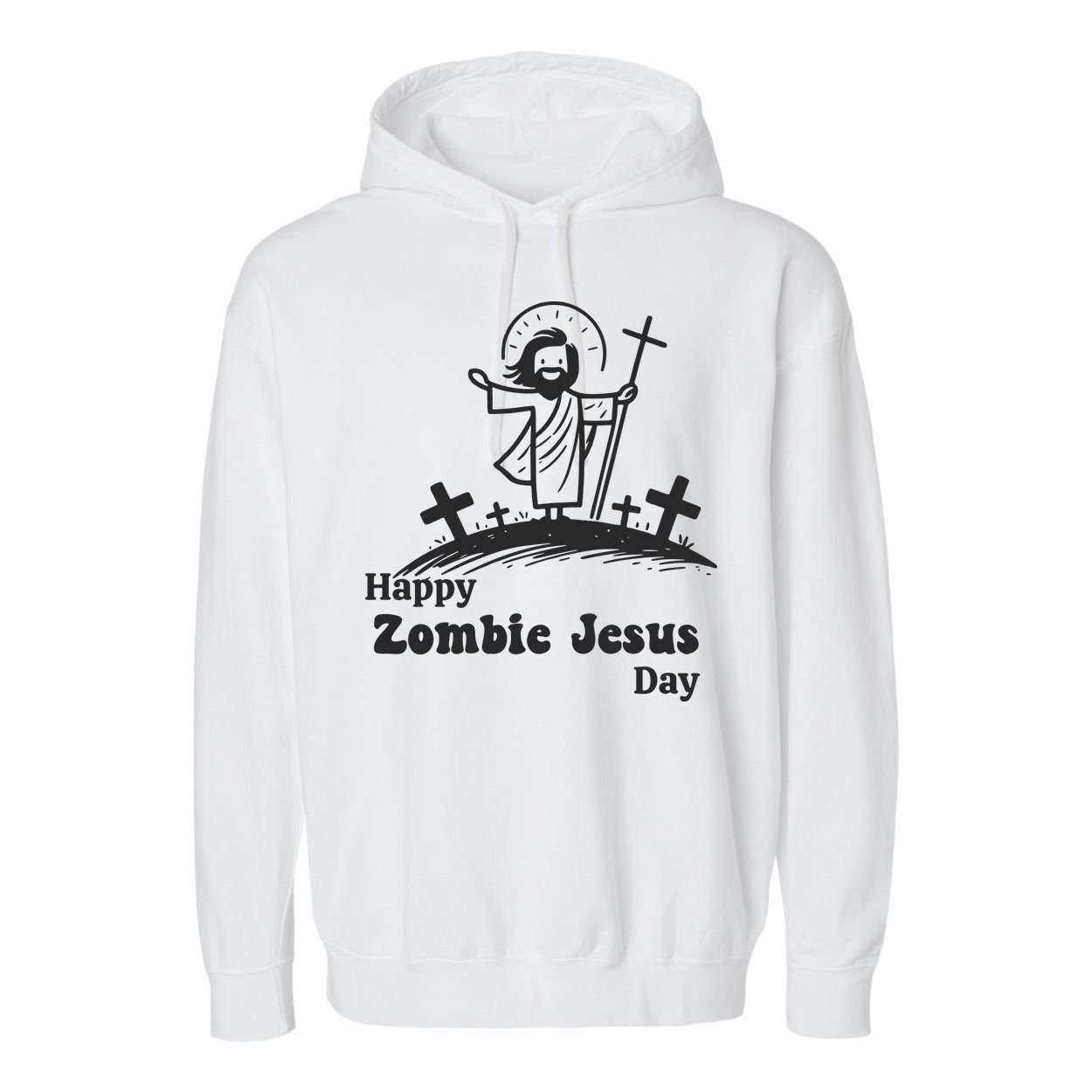 Funny Zombie Jesus Garment-Dyed Fleece Hoodie