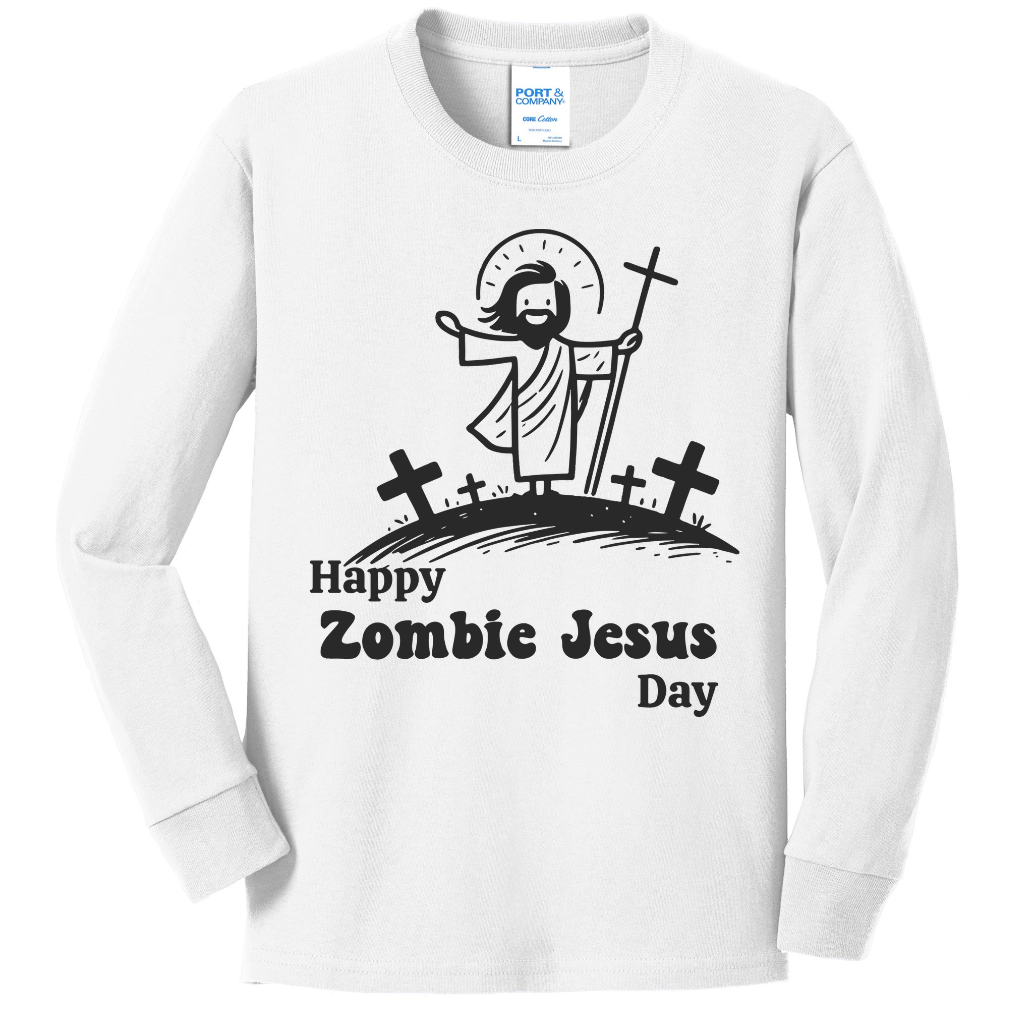 Funny Zombie Jesus Kids Long Sleeve Shirt