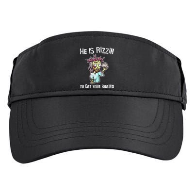 Funny Zombie Jesus He Is Risen Easter Rizzin Eat Your Brains Adult Drive Performance Visor