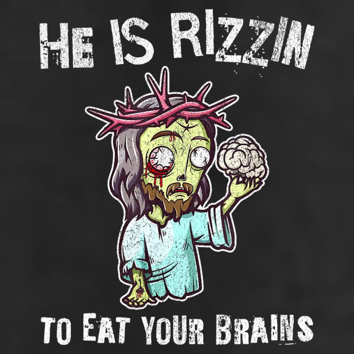 Funny Zombie Jesus He Is Risen Easter Rizzin Eat Your Brains Adult Drive Performance Visor