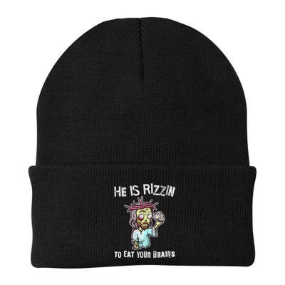 Funny Zombie Jesus He Is Risen Easter Rizzin Eat Your Brains Beanie