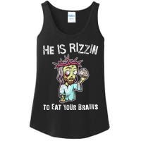 Funny Zombie Jesus He Is Risen Easter Rizzin Eat Your Brains Ladies Essential Tank