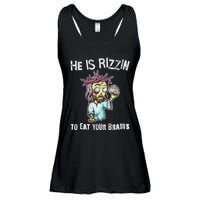 Funny Zombie Jesus He Is Risen Easter Rizzin Eat Your Brains Ladies Essential Flowy Tank