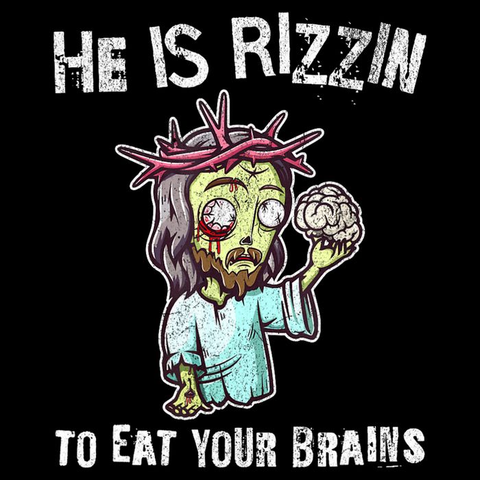 Funny Zombie Jesus He Is Risen Easter Rizzin Eat Your Brains 16 in Basic Backpack
