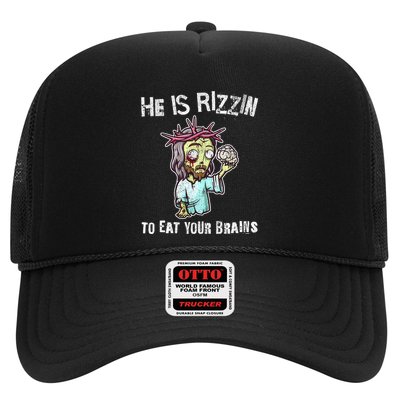Funny Zombie Jesus He Is Risen Easter Rizzin Eat Your Brains Trucker Hat